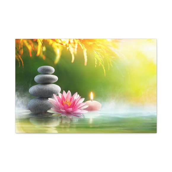 Relaxation with Massage Stones Forest Floral Nature Photography Canvas Wall Art